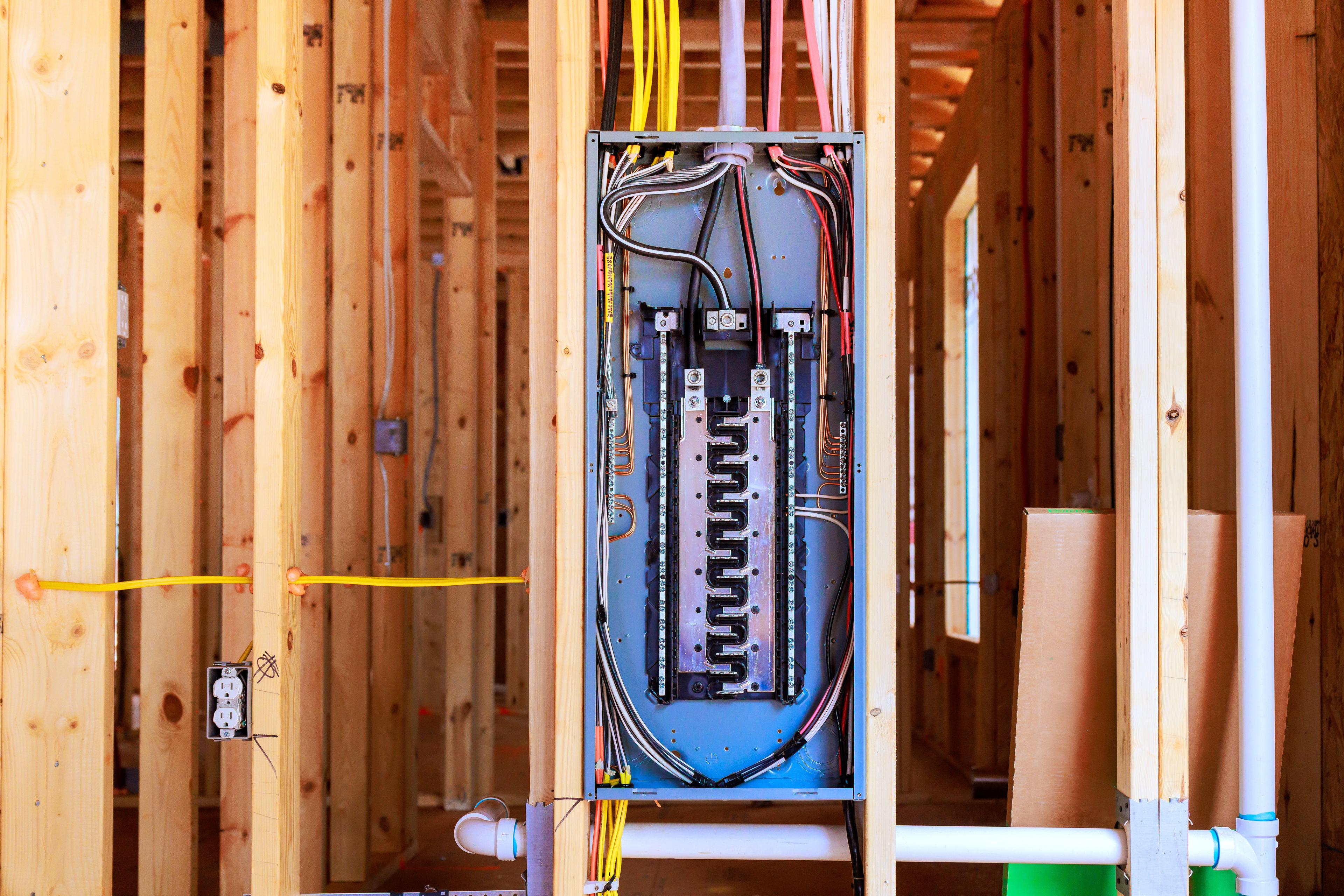 Electrical panel installation in a new-construction home
